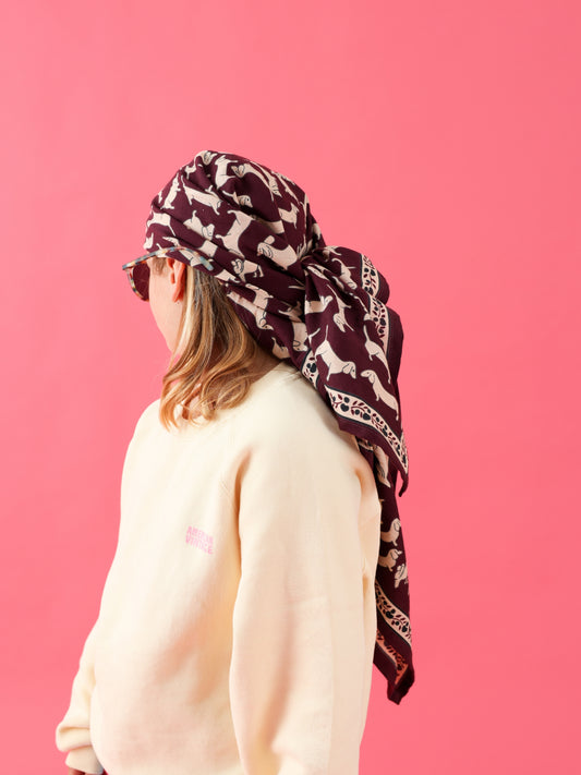 Foulard Adulte Teckel Prune