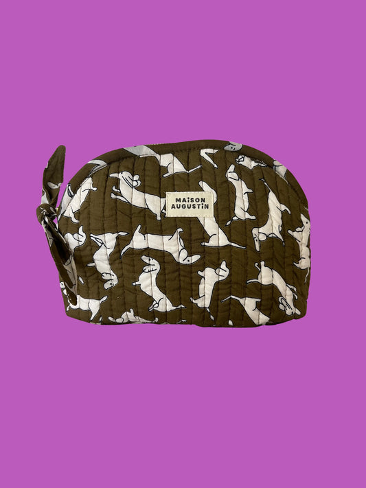 Trousse Make up Teckel Kaki