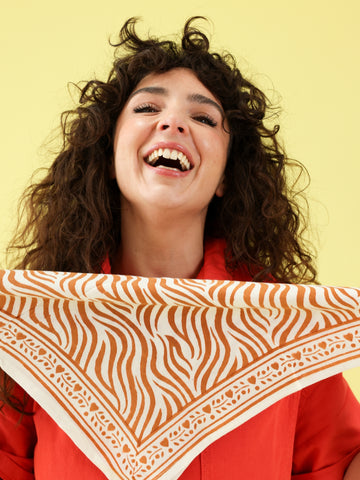 Foulard Bébé Enfant Zèbre Camel 50cm