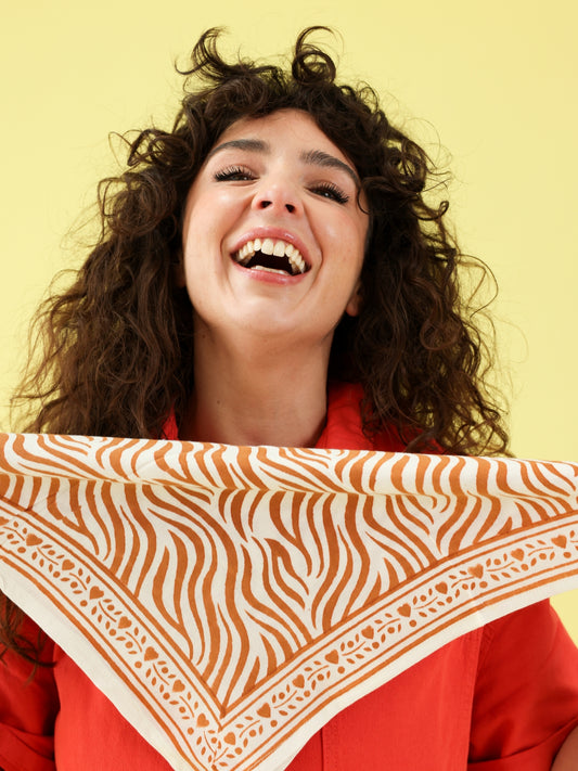 Foulard Bébé Enfant Zèbre Camel 50cm