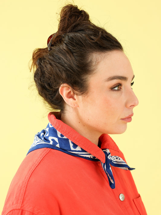 Foulard Bébé Enfant Damier Bleu