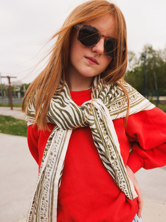 Foulard Adulte Zèbre Kaki 100 cm