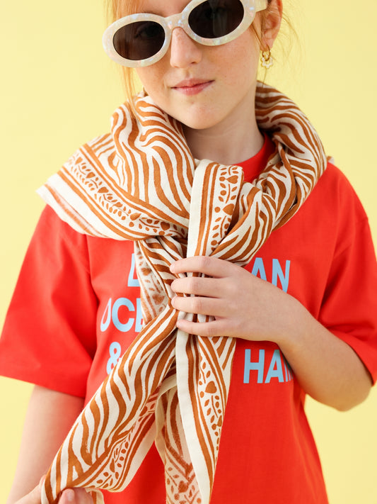 Foulard Adulte Zèbre Camel 100 cm