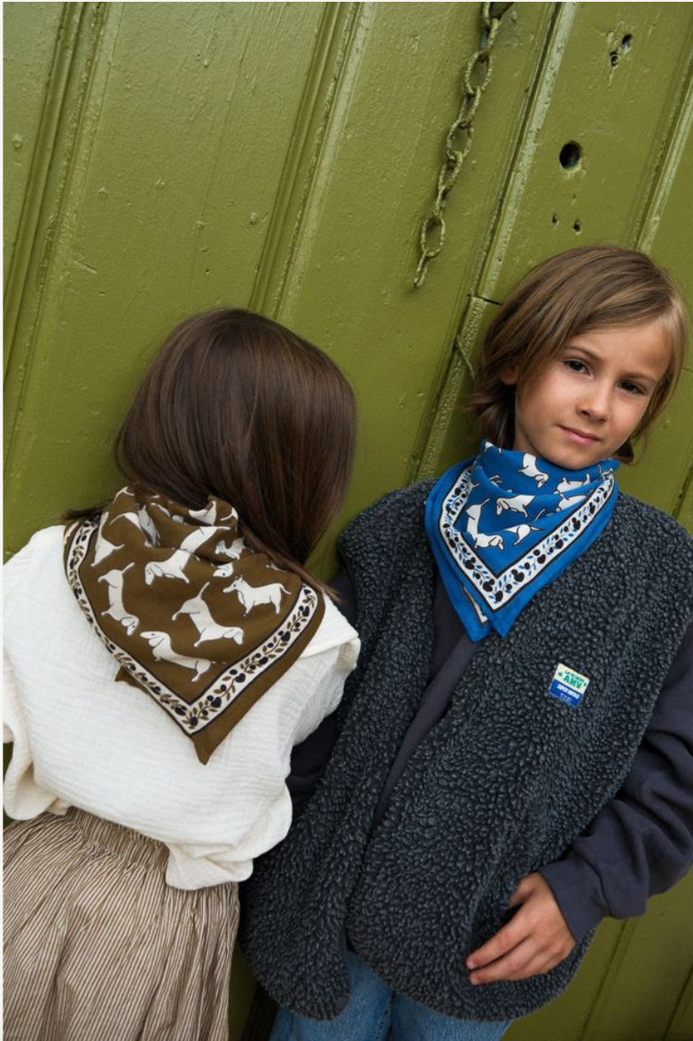 Foulard Bébé Enfant Teckel Blue