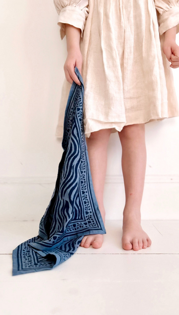 Duo Foulard Matchy Matchy 1 grand et 1 petit Zèbre Indigo