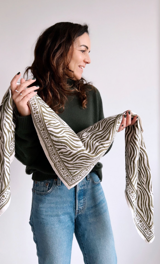 Duo Foulard Matchy Matchy 1 grand et 1 petit Zèbre kaki