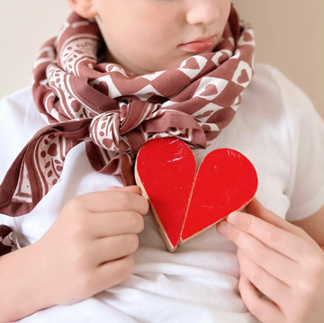 Duo Foulard Matchy Matchy 1 grand et 1 petit coeur Prune