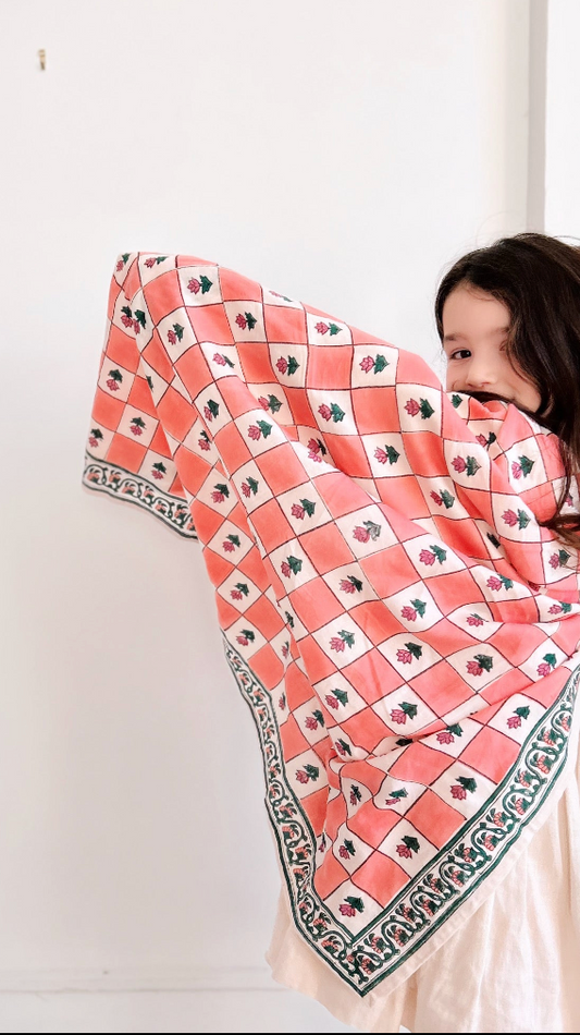 Duo Foulard Matchy Matchy 1 grand et 1 petit flo Pink