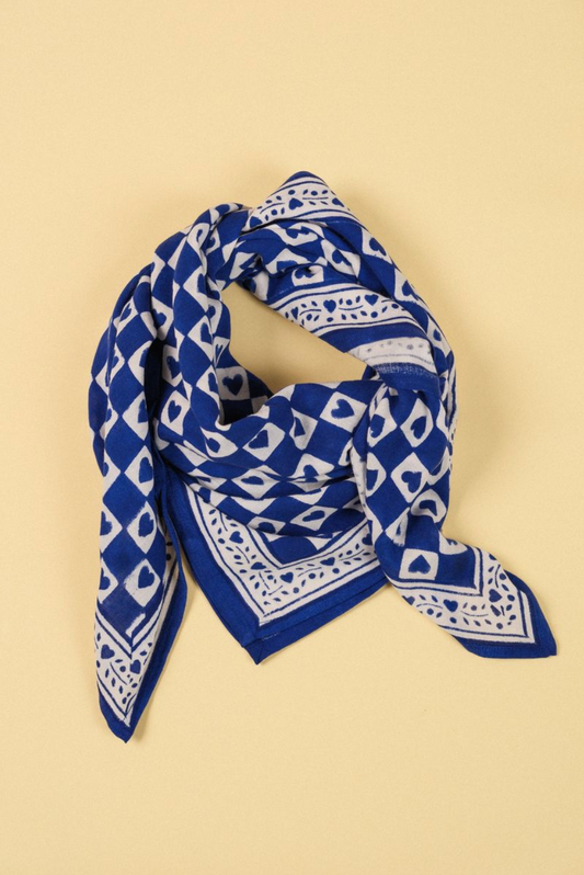 Foulard Adulte Damier Bleu