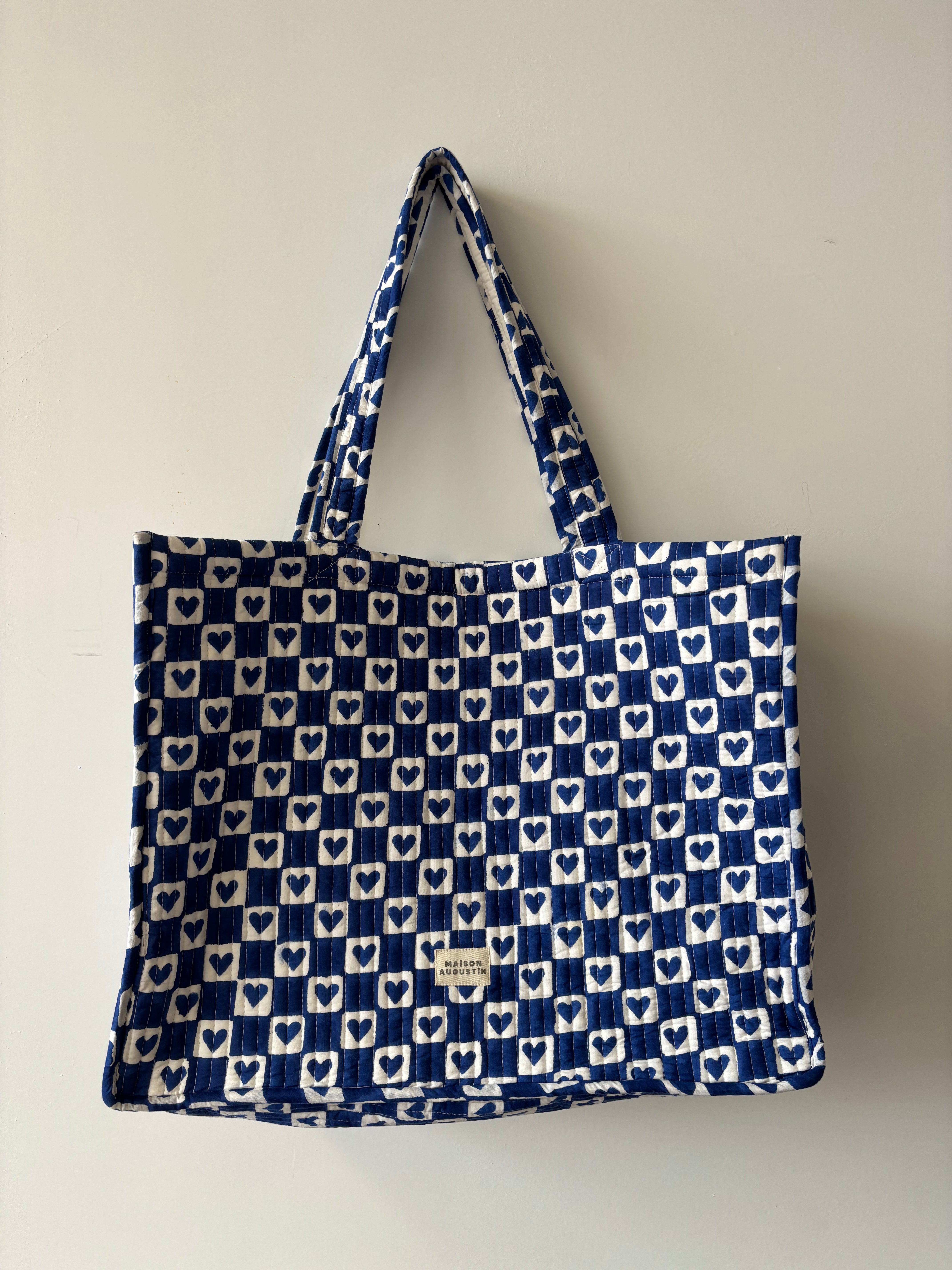 Cabas damier bleu