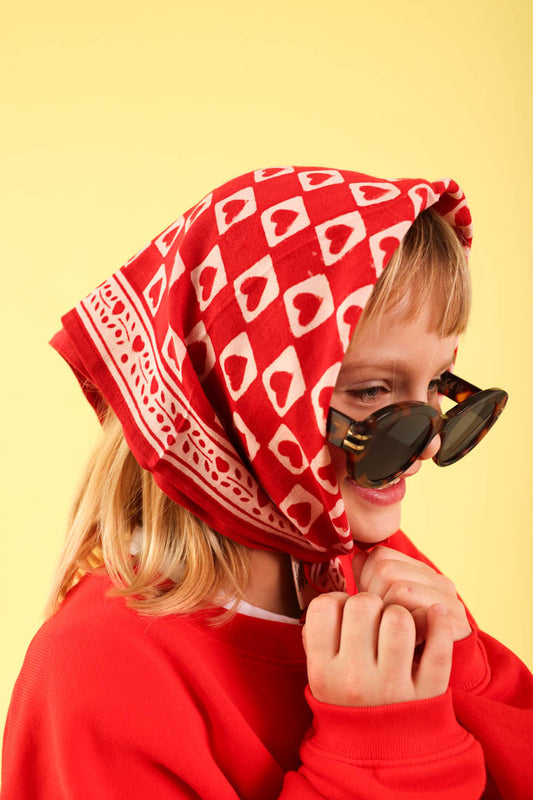 Foulard Bébé Enfant Coeur Rubis 50 cm