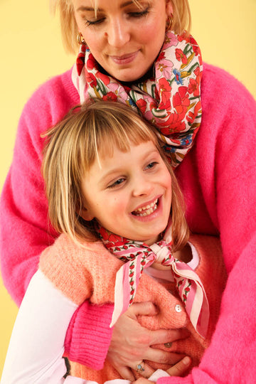 Duo Foulard Matchy Matchy 1 grand et 1 petit Floral rose
