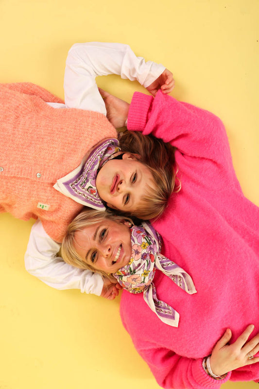Duo Foulard Matchy Matchy 1 grand et 1 petit Floral lilas