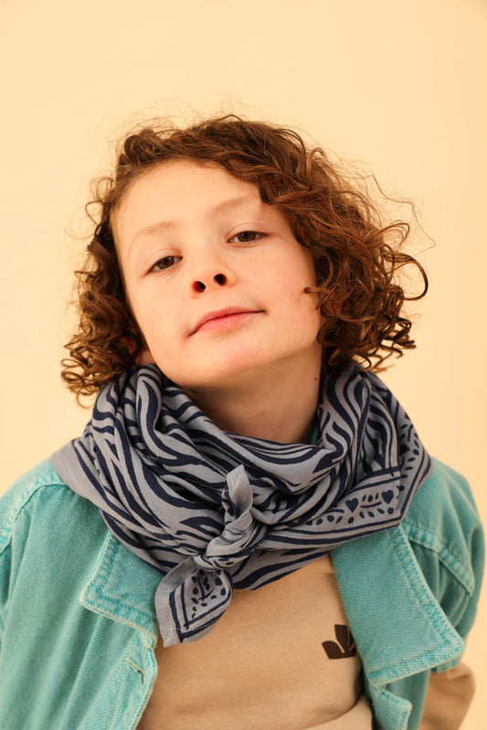 Foulard Adulte Zèbre Indigo 100 cm