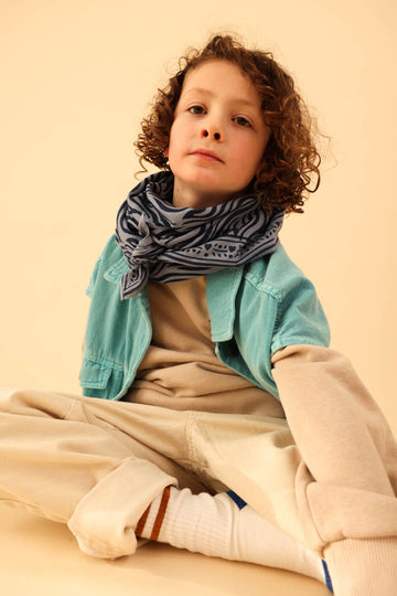 Foulard Adulte Zèbre Indigo 100 cm