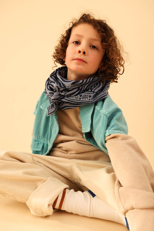 Foulard Adulte Zèbre Indigo 100 cm