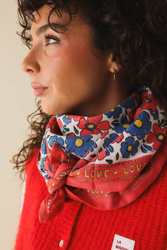 Foulard Adulte Flower corail