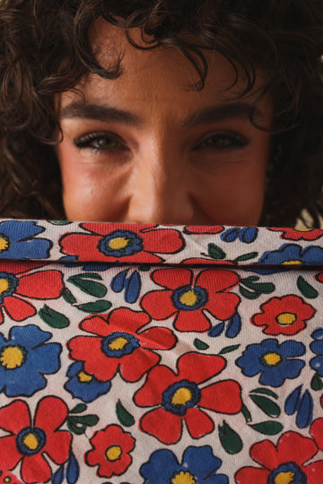 Duo Foulard Matchy Matchy 1 grand et 1 petit Flower corail