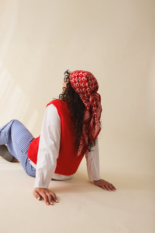 Foulard Adulte Coeur Rubis 100 cm