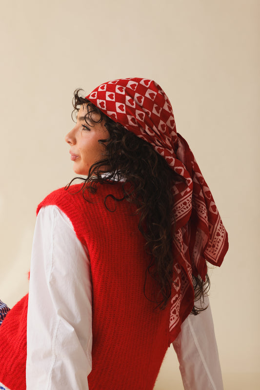 Foulard Adulte Coeur Rubis 100 cm