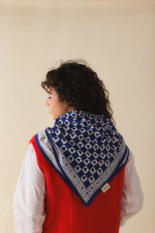 Foulard Adulte Damier Bleu