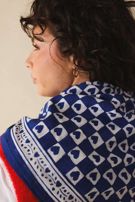 Foulard Adulte Damier Bleu