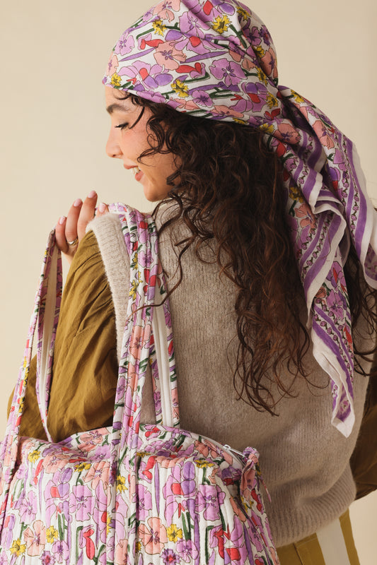 Foulard Adulte Floral lilas