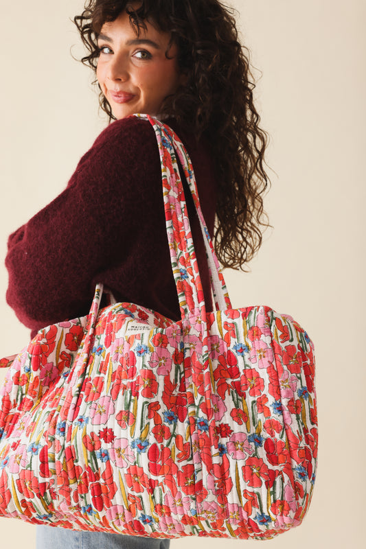 Sac Week end Floral rose