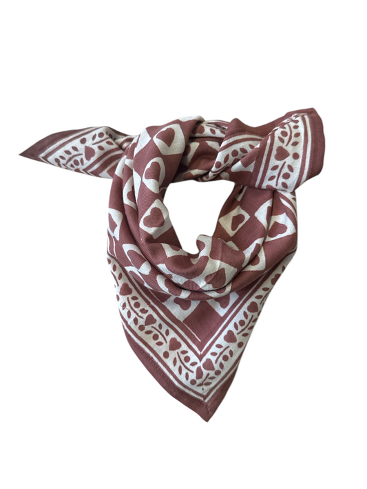 Foulard Bébé Enfant Coeur Prune 50 cm