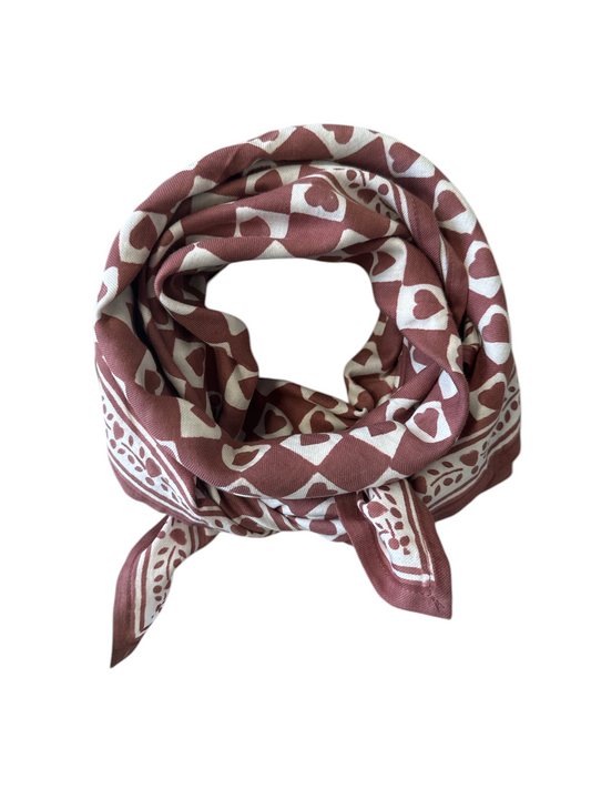 Foulard Adulte Coeur Prune 100 cm