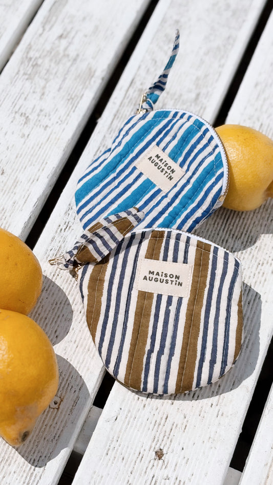 Porte Monnaie Stripe Kaki