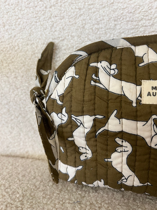 Trousse Make up Teckel Kaki