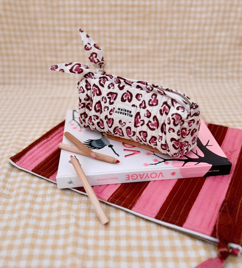 Trousse Ecolier Léo Cerise