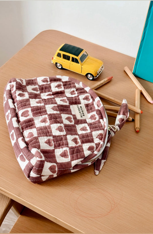 Trousse Make up Coeur Prune