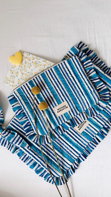 Grande Pochette Stripe Bleu