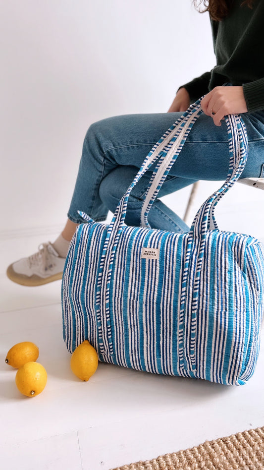Sac Week end Stripe Bleu